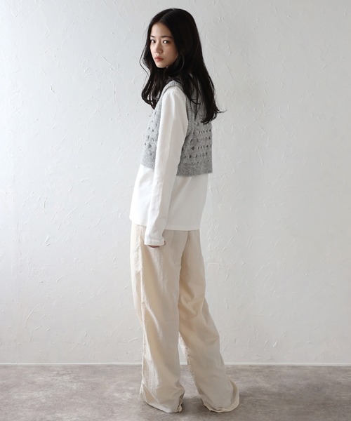 ボンジュールサガン BONJOUR SAGAN back label nylon set up / バックラベルスナップボタンナイロンセットアップ （ セール】ダンボールフレアロングスカート（スカート）｜Bonjour
