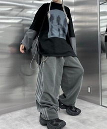 韓国ファッション nmtc + エヌエムティーシープラス bi-color layered long sleeve tee バイカラーレイヤードロングスリーブTシャツ プリントTシャツ ロンT オーバーサイズ グラフィックTシャツ 長袖Tシャツ 長袖トップス 韓国ストリート ストリートファッション