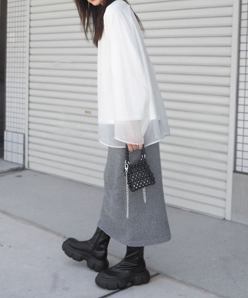 minia（ミニア）の「クラウドソールストレッチブーツ / 厚底ブーツ（ブーツ・レディース・ブラック/シルバー系/アイボリー・22.5cm/24.5cm/23.5cm）」の15枚目の写真