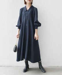 SHIPS any | 【WEB限定】SHIPS any:〈洗濯機可能〉シャーク フラットカラー パフスリーブ ワンピース(シャツワンピース)