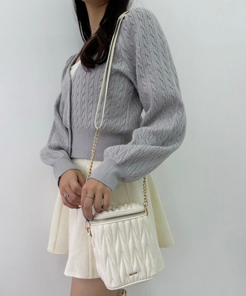 one after another NICE CLAUP（ワンアフターアナザーナイスクラップ）の「シャーリングミニバニティバッグ（ショルダーバッグ・レディース・ピンク/ブラック/アイボリー・FREE）」の19枚目の写真