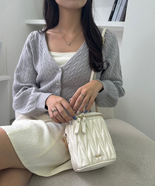 one after another NICE CLAUP（ワンアフターアナザーナイスクラップ）の「シャーリングミニバニティバッグ（ショルダーバッグ・レディース・ピンク/ブラック/アイボリー・FREE）」の20枚目の写真