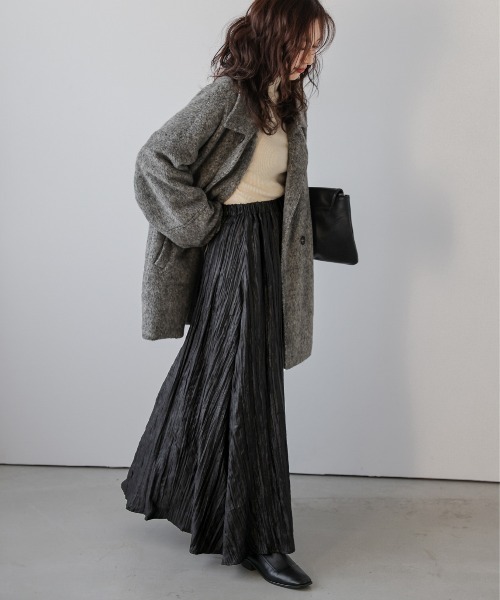 La-gemme(ラジェム)の「シャイニーワッシャーロングスカート(スカート・レディース・シルバー/ブラック/ブロンズ・フリー)」の6枚目の写真