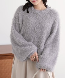 ショート丈シャギープルオーバーニット