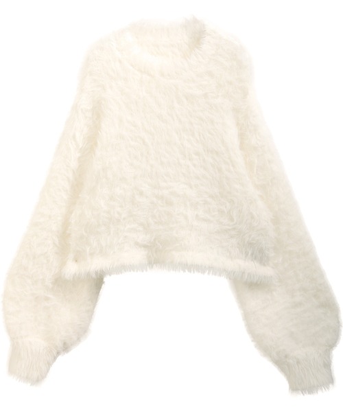 nouvellemoi（ヌーベルモイ）の「ショート丈シャギープルオーバーニット（ニット/セーター・レディース・アイボリー/ブラック/モカ/チャコールグレー・M）」の5枚目の写真