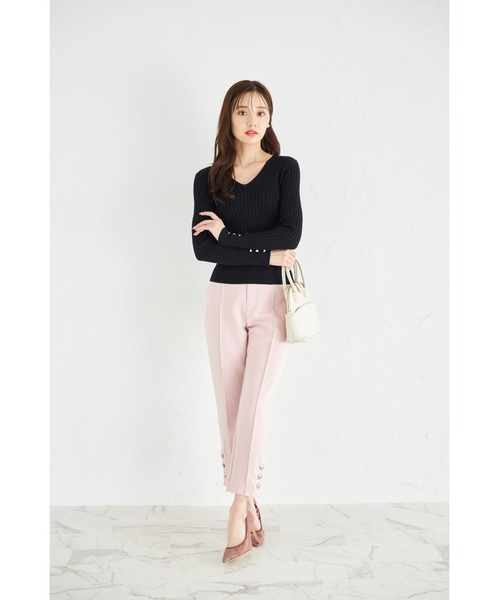 ZOZO限定】スリーブハートボタンVネックリブニット（ニット/セーター