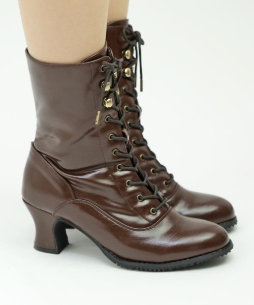 an another angelus(アンアナザーアンジェラス)の「レトロヒールレースアップブーツ/ananotherangelus(ブーツ・レディース・ブラウン/ブラック・L/M/S)」の9枚目の写真