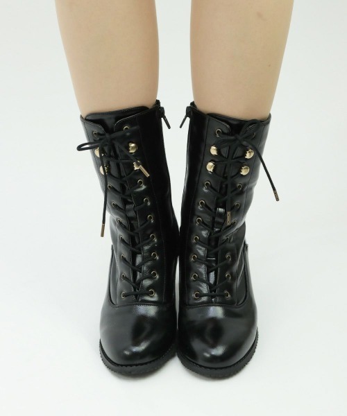 an another angelus(アンアナザーアンジェラス)の「レトロヒールレースアップブーツ/ananotherangelus(ブーツ・レディース・ブラウン/ブラック・L/M/S)」の4枚目の写真