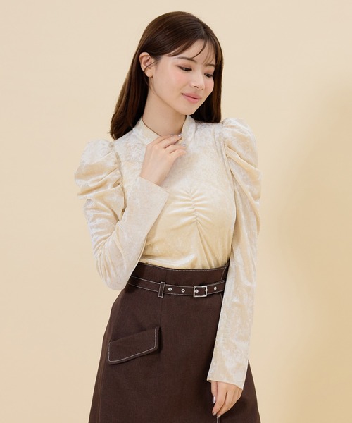 REDYAZEL（レディアゼル）の「ベロアチュールトップス（Tシャツ/カットソー・レディース・ピンク/グレー/オフホワイト/ホワイト・FREE）」の10枚目の写真