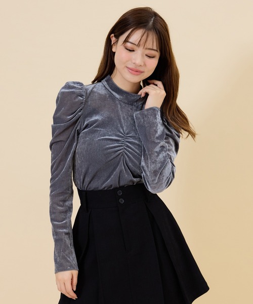 REDYAZEL（レディアゼル）の「ベロアチュールトップス（Tシャツ/カットソー・レディース・ピンク/グレー/オフホワイト/ホワイト・FREE）」の17枚目の写真