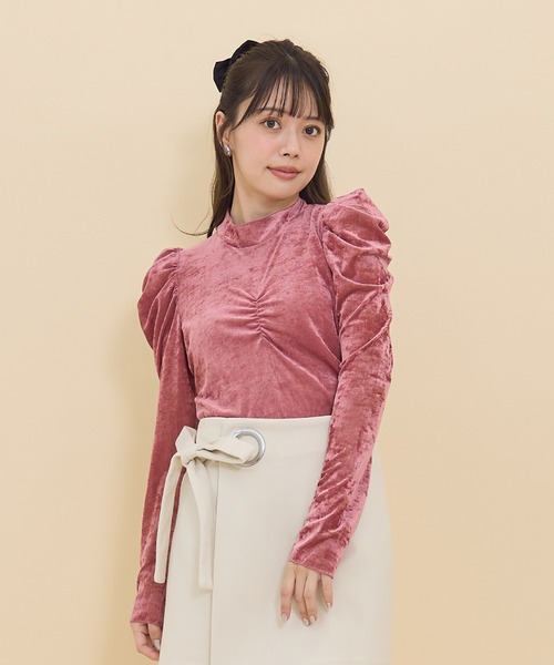 REDYAZEL（レディアゼル）の「ベロアチュールトップス（Tシャツ/カットソー・レディース・ピンク/グレー/オフホワイト/ホワイト・FREE）」の21枚目の写真