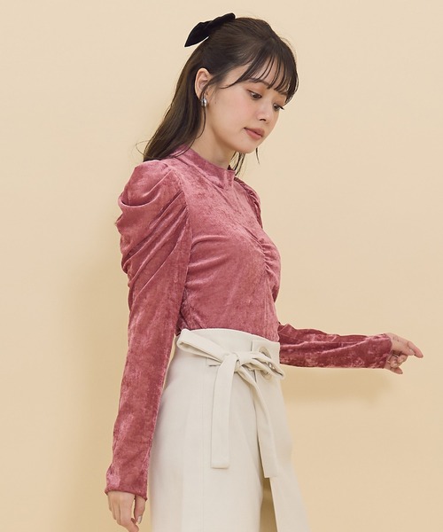 REDYAZEL（レディアゼル）の「ベロアチュールトップス（Tシャツ/カットソー・レディース・ピンク/グレー/オフホワイト/ホワイト・FREE）」の22枚目の写真