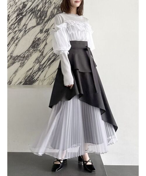 dazzlin（ダズリン）の「ティアードドッキングニットトップス（ニット/セーター・レディース・ブラック/グレー/オフホワイト・FREE）」の13枚目の写真