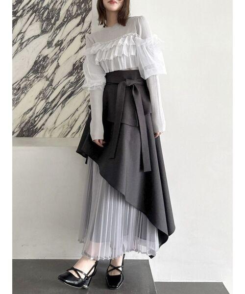 dazzlin（ダズリン）の「ティアードドッキングニットトップス（ニット/セーター・レディース・ブラック/グレー/オフホワイト・FREE）」の12枚目の写真