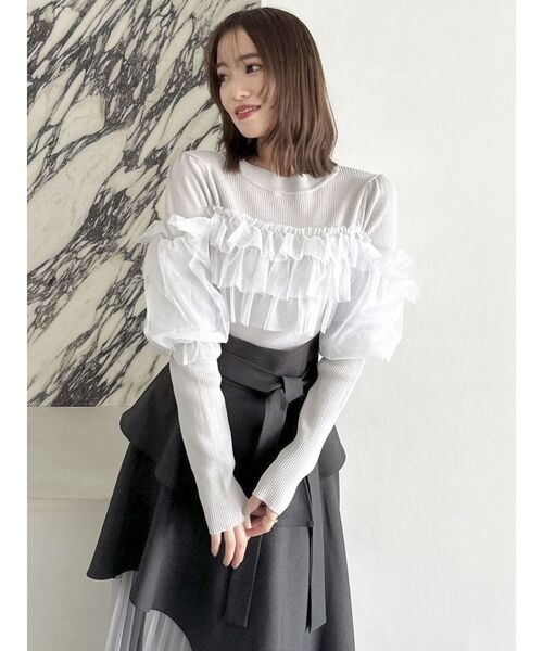 dazzlin（ダズリン）の「ティアードドッキングニットトップス（ニット/セーター・レディース・ブラック/グレー/オフホワイト・FREE）」の10枚目の写真