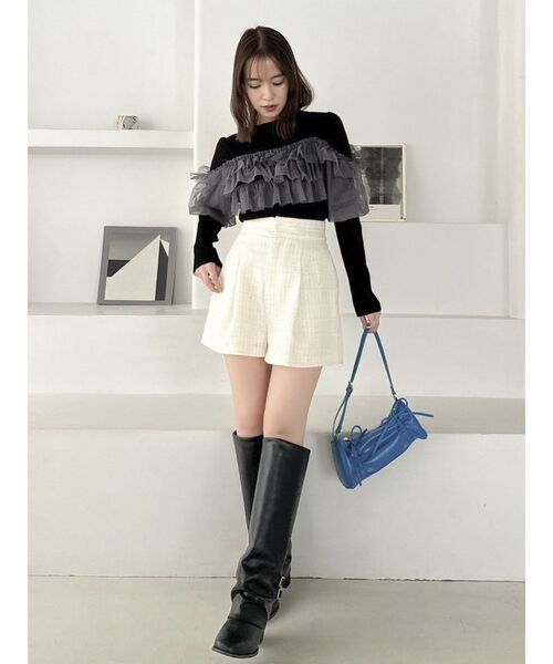 dazzlin（ダズリン）の「ティアードドッキングニットトップス（ニット/セーター・レディース・ブラック/グレー/オフホワイト・FREE）」の9枚目の写真