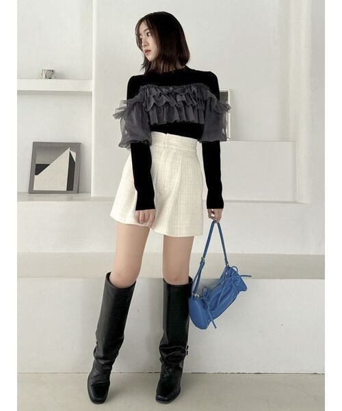 dazzlin（ダズリン）の「ティアードドッキングニットトップス（ニット/セーター・レディース・ブラック/グレー/オフホワイト・FREE）」の8枚目の写真