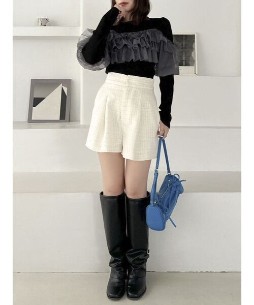 dazzlin（ダズリン）の「ティアードドッキングニットトップス（ニット/セーター・レディース・ブラック/グレー/オフホワイト・FREE）」の6枚目の写真