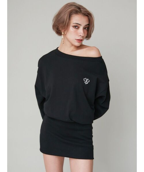 EVRIS（エヴリス）の「ワンポイントスウェットオフショルミニワンピース（ワンピース・レディース・ホワイト/ブラック/グレー・FREE）」の5枚目の写真