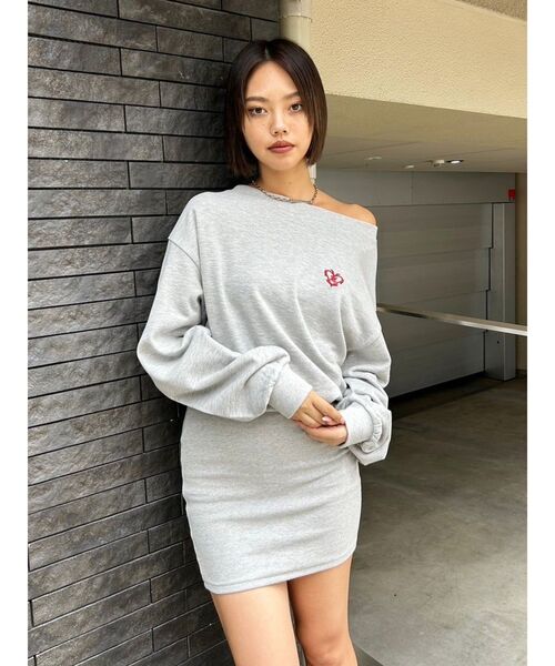 EVRIS（エヴリス）の「ワンポイントスウェットオフショルミニワンピース（ワンピース・レディース・ホワイト/ブラック/グレー・FREE）」の12枚目の写真