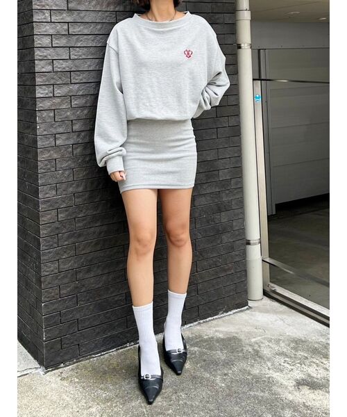 EVRIS（エヴリス）の「ワンポイントスウェットオフショルミニワンピース（ワンピース・レディース・ホワイト/ブラック/グレー・FREE）」の13枚目の写真