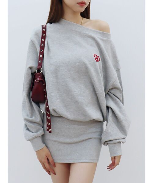 EVRIS（エヴリス）の「ワンポイントスウェットオフショルミニワンピース（ワンピース・レディース・ホワイト/ブラック/グレー・FREE）」の14枚目の写真