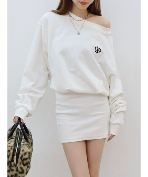 EVRIS（エヴリス）の「ワンポイントスウェットオフショルミニワンピース（ワンピース・レディース・ホワイト/ブラック/グレー・FREE）」の20枚目の写真