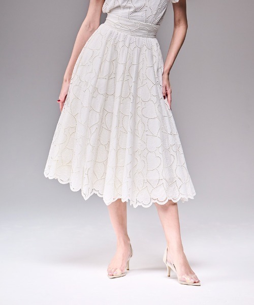 JENNE（ジェンヌ）の「ラグジュアリーコットンレーススカート（スカート・レディース・ホワイト/ブラック・SMALL/MEDIUM/LARGE）」の4枚目の写真