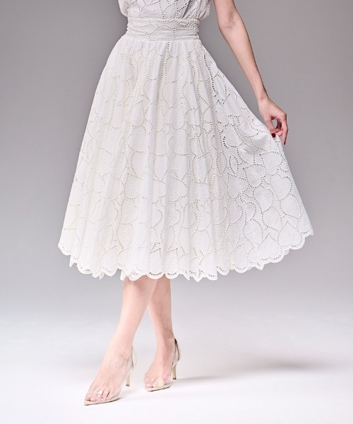 JENNE（ジェンヌ）の「ラグジュアリーコットンレーススカート（スカート・レディース・ホワイト/ブラック・SMALL/MEDIUM/LARGE）」の5枚目の写真