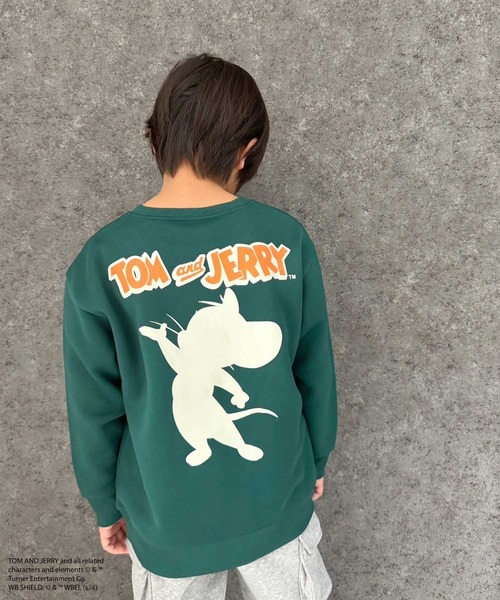 Tom&Jerry(トムアンドジェリー)の「TOM&JERRY トム&ジェリー 綿タッチ 裏起毛 ピリング加工 バックプリント BIG トレーナー(スウェット・キッズ・杢グレー/グレー系/アイボリー系/ブラック/グレー系2/グレー系3/グレー系1/ベージュ系/アイボリー系1/グリーン/グリーン系/ブラック系/チャコール/ベージュ/オートミール/ネイビー・110cm/120cm/130cm/140cm/150cm/160cm)」の1枚目の写真