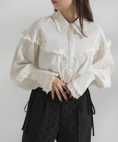 rectangle(レクタングル)の「2wayフリルネックボリュームブラウス(シャツ/ブラウス・レディース・ホワイト・SMALL/MEDIUM/LARGE)」の3枚目の写真