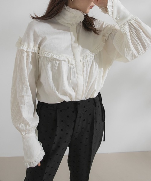 rectangle(レクタングル)の「2wayフリルネックボリュームブラウス(シャツ/ブラウス・レディース・ホワイト・SMALL/MEDIUM/LARGE)」の4枚目の写真