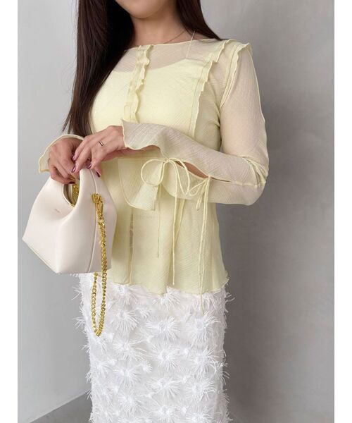 OUNNOUN（オウンノウン）の「【OUNNOUN】楊柳2WAYフレアスリーブブラウス（シャツ/ブラウス・レディース・イエロー/アイボリー/ブラック・FREE）」の3枚目の写真