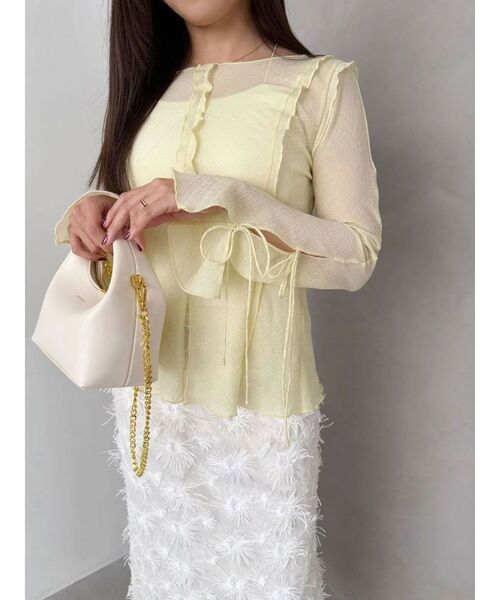 OUNNOUN（オウンノウン）の「【OUNNOUN】楊柳2WAYフレアスリーブブラウス（シャツ/ブラウス・レディース・イエロー/アイボリー/ブラック・FREE）」の4枚目の写真