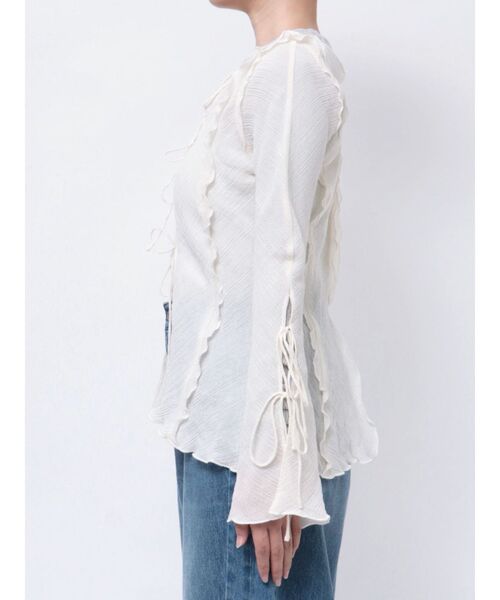 OUNNOUN（オウンノウン）の「【OUNNOUN】楊柳2WAYフレアスリーブブラウス（シャツ/ブラウス・レディース・イエロー/アイボリー/ブラック・FREE）」の8枚目の写真