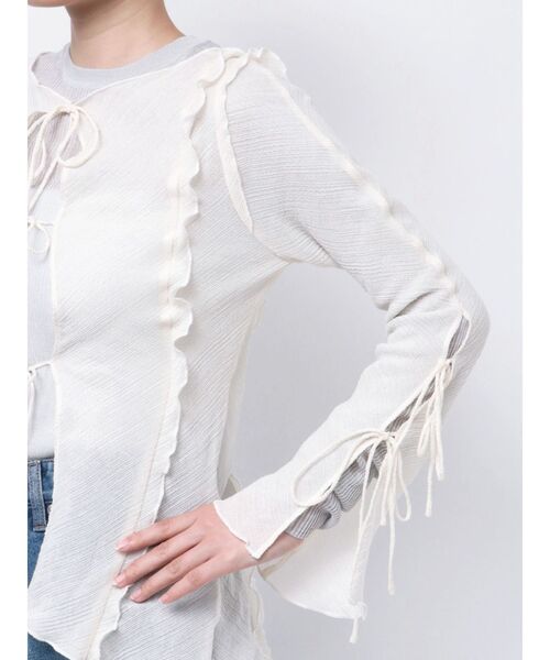 OUNNOUN（オウンノウン）の「【OUNNOUN】楊柳2WAYフレアスリーブブラウス（シャツ/ブラウス・レディース・イエロー/アイボリー/ブラック・FREE）」の11枚目の写真