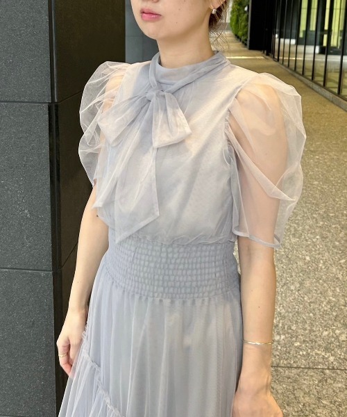 FURFUR(ファーファー)の「ハーフスリーブチュールドレス(ドレス・レディース・ライトブルー/グレー/ピンク・FREE)」の14枚目の写真