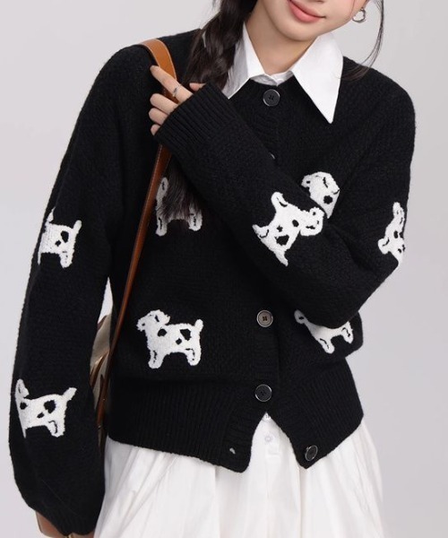 GEMEDA(ジェメダ)の「子犬カーディガンセーター(カーディガン/ボレロ・レディース・ブラック・M)」の7枚目の写真