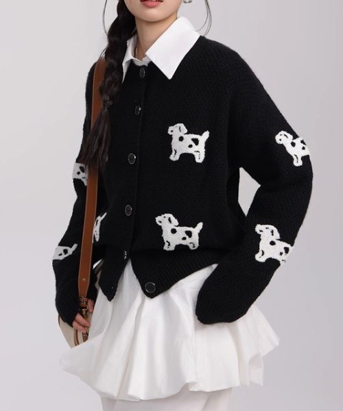 GEMEDA(ジェメダ)の「子犬カーディガンセーター(カーディガン/ボレロ・レディース・ブラック・M)」の9枚目の写真