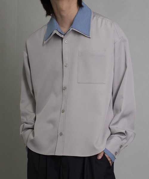welise(ウェライズ)の「【welise/ウェライズ】リッチドレープスムース×TRストライプ フェイクレイヤード ドッキングシャツ(シャツ/ブラウス・メンズ・チャコールグレー/ブラック/ライトグレー・L/M)」の20枚目の写真