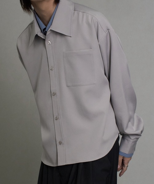 welise(ウェライズ)の「【welise/ウェライズ】リッチドレープスムース×TRストライプ フェイクレイヤード ドッキングシャツ(シャツ/ブラウス・メンズ・チャコールグレー/ブラック/ライトグレー・L/M)」の21枚目の写真