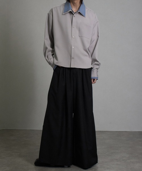 welise(ウェライズ)の「【welise/ウェライズ】リッチドレープスムース×TRストライプ フェイクレイヤード ドッキングシャツ(シャツ/ブラウス・メンズ・チャコールグレー/ブラック/ライトグレー・L/M)」の22枚目の写真