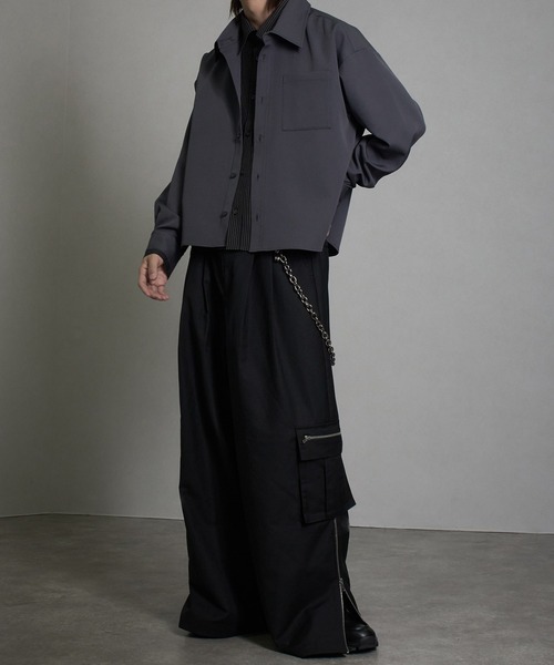 welise(ウェライズ)の「【welise/ウェライズ】リッチドレープスムース×TRストライプ フェイクレイヤード ドッキングシャツ(シャツ/ブラウス・メンズ・チャコールグレー/ブラック/ライトグレー・L/M)」の16枚目の写真