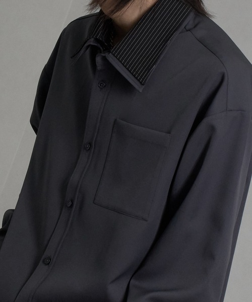 welise(ウェライズ)の「【welise/ウェライズ】リッチドレープスムース×TRストライプ フェイクレイヤード ドッキングシャツ(シャツ/ブラウス・メンズ・チャコールグレー/ブラック/ライトグレー・L/M)」の14枚目の写真