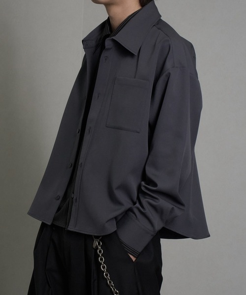 welise(ウェライズ)の「【welise/ウェライズ】リッチドレープスムース×TRストライプ フェイクレイヤード ドッキングシャツ(シャツ/ブラウス・メンズ・チャコールグレー/ブラック/ライトグレー・L/M)」の13枚目の写真