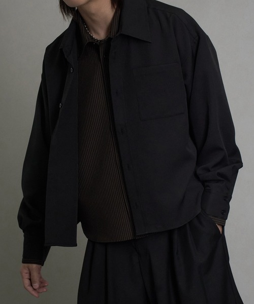 welise(ウェライズ)の「【welise/ウェライズ】リッチドレープスムース×TRストライプ フェイクレイヤード ドッキングシャツ(シャツ/ブラウス・メンズ・チャコールグレー/ブラック/ライトグレー・L/M)」の5枚目の写真