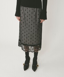 DOLCE & GABBANA レース ドット柄 チュールスカート 大きいサイズ DOLCE&GABBANA ドルチェアンドガッバーナ ブラック ドット柄