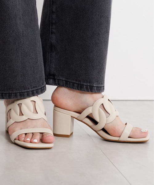 HIMIKO】【ZOZOTOWN限定】カットワークミュールサンダル/650201