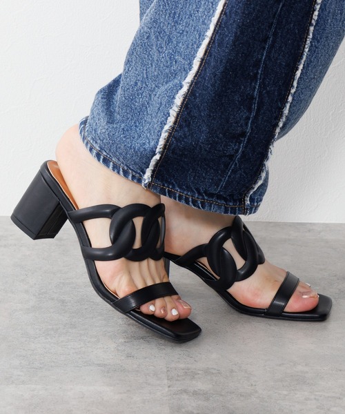 HIMIKO】【ZOZOTOWN限定】カットワークミュールサンダル/650201