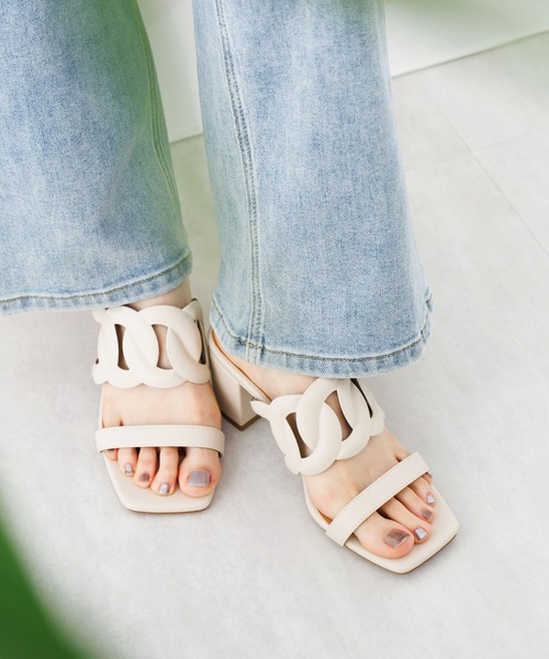 HIMIKO】【ZOZOTOWN限定】カットワークミュールサンダル/650201